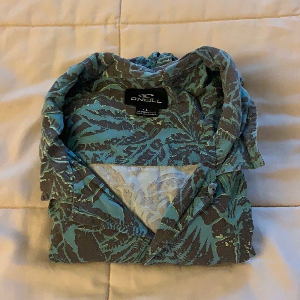 O'Neill Blue and Green Casual Button Down Shirt